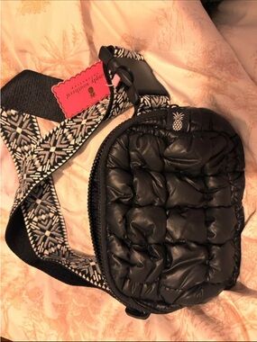 Simply Southern Black Quilted Crossbody with Patterned Strap